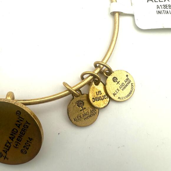 Alex + Ani Gold Initial C Bangle Bracelet NWT Costume Jewelry Casual - Picture 2 of 7